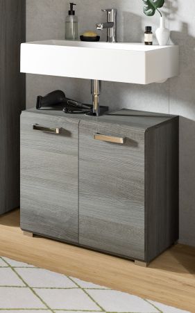 Badezimmer Waschbeckenunterschrank Silver in Rauchsilber grau Badschrank 60 cm