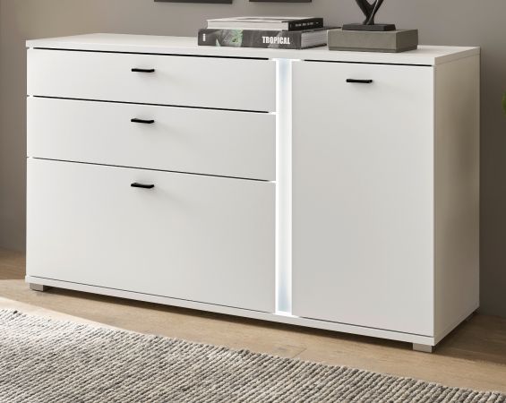 Sideboard Bellport in wei matt Kommode inklusive Frontbeleuchtung 150 cm