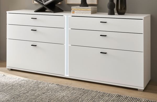 Sideboard Bellport in wei matt Kommode inklusive Frontbeleuchtung 200 cm