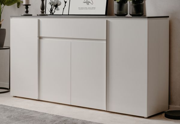 Sideboard Brest in wei Glanz und Matera grau Kommode 178 cm